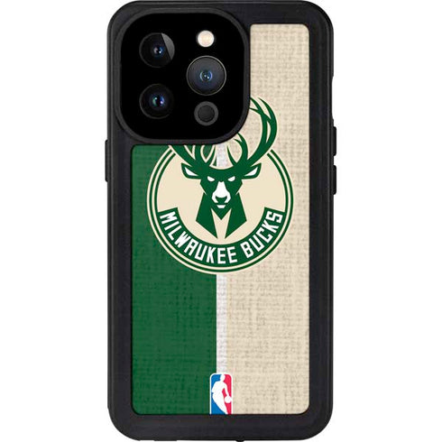 NBA Milwaukee Bucks Split Canvas iPhone 15 Pro Waterproof Case